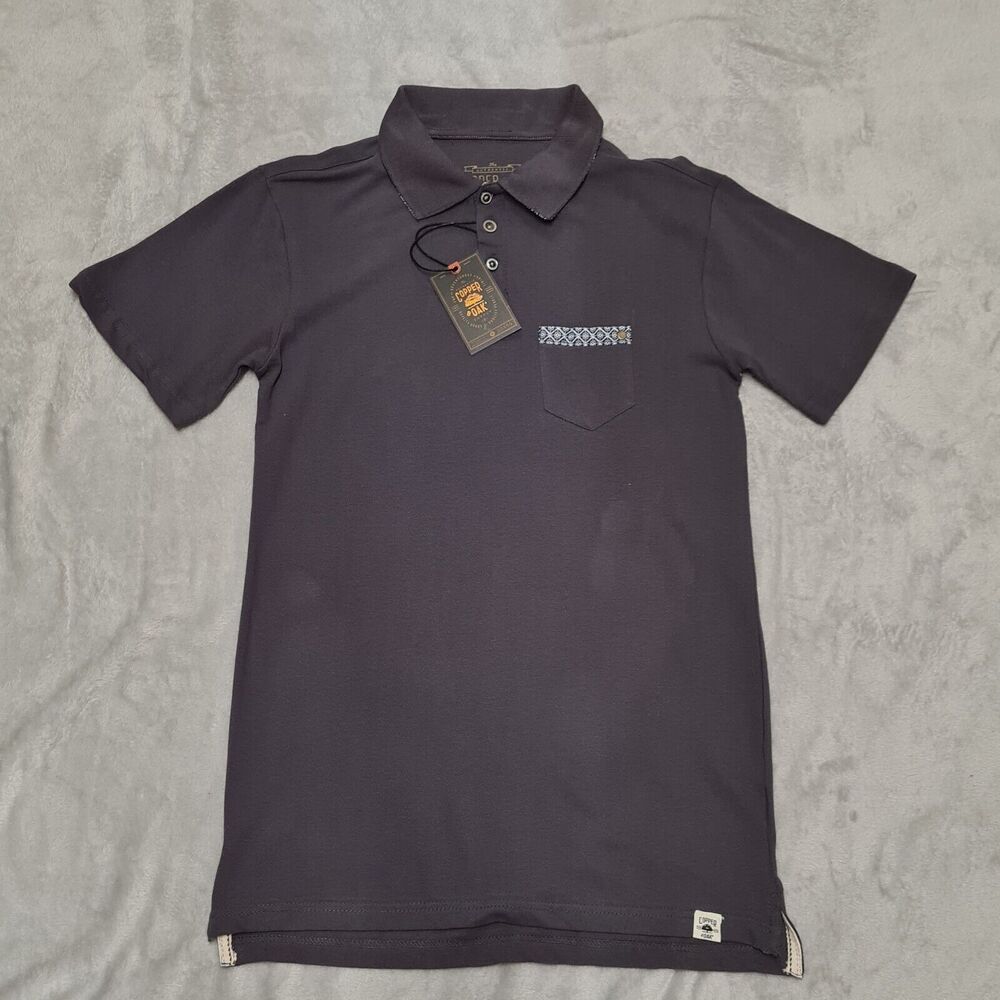 Copper & Oak Polo Shirt Men's MEDIUM Gray Golf Casual Activewear Travel Preppy